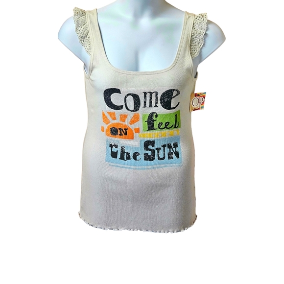 OP CREAM COLORED Ruffle Logo Tank Top Size XL - Picture 2 of 16